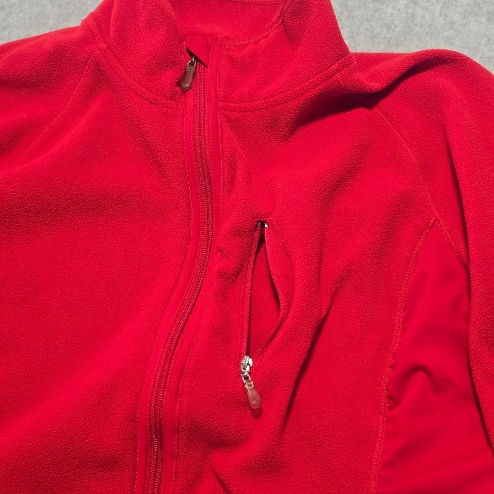 Danskin Now Red Fleece Full Zip Jacket Womens M Activewear Gorpcore Hiking Layer - Picture 3 of 12